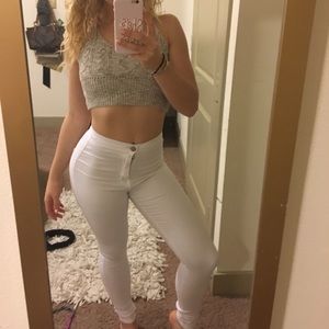 white high rise jeans